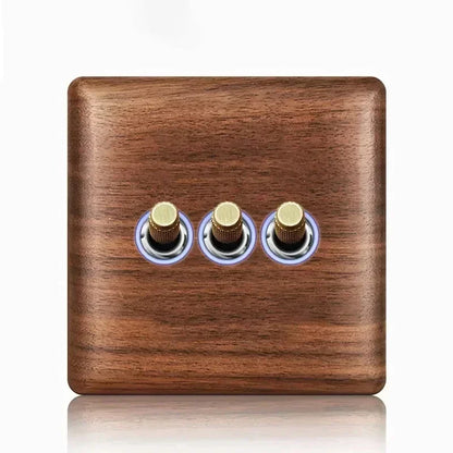 Europäische Vintage Wand leuchte Steckdose eu ru fr Standardsc halter Antik Home Massivholz Messing Kippschalter platine, 86x86mm