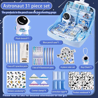17/31 Astronauten-Federmäppchen-Set, 12-lagige Schreibwarentasche mit großem Fassungsvermögen, Kosmetiktasche, geeignet für Büro- und Schulgebrauch.