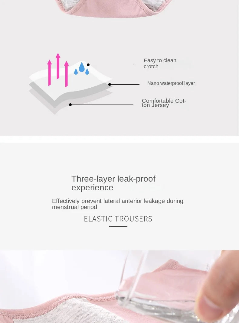 3PCS/set Women's menstrual briefs large flow postpartum water absorption leakproof briefs women's pure cotton menstrual briefs.