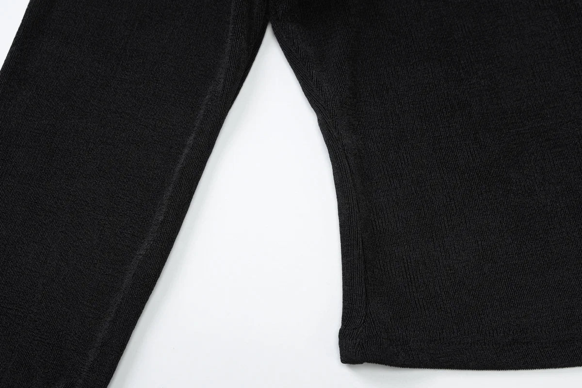 Cryptographic Autumn Casual Basic Asymmetrical Top Women Elegant Solid Long Sleeve Pullovers Black Top Y2K Slim Vintage Clothes.