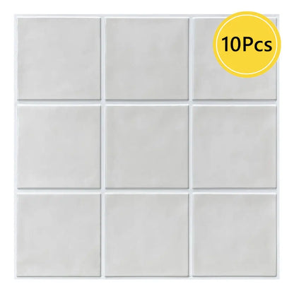 10pcs 3D Decorative Tile Stickers, Self-adhesive 3D Wall Stickers for Kitchen and Bathroom, Water Mold Resistant, 30x30cm