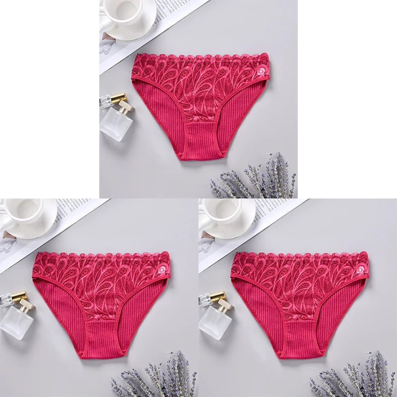 3PCS Cotton Solid Color Women's Panties Breathable Skin-friendly Women's Underwear Home Comfortable Soft Sexy Ladies' Lingerie.