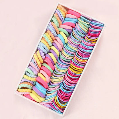1Pack Girls Colorful Hair Bands Set Nylon Elastic Rubber Band Children Ponytail Holder Scrunchies Kids Hair Accessories.