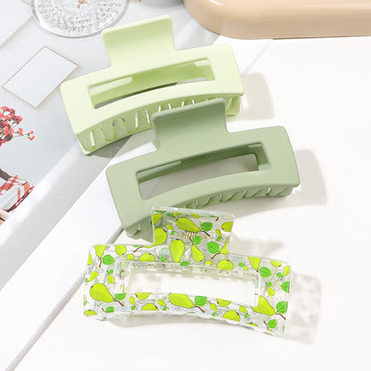 3 Pcs Frosted Cream Color Transparent Fruit Shark Scratch Clip-ins Style Back of Head Premium Wind Plate Women Hair Accessories.