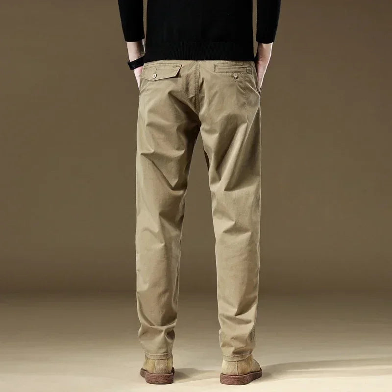 97% Cotton Men Casual Trousers Solid Color Slim Fit Men's Pants New Winter Autumn High Quality Classic Business Pant Male.