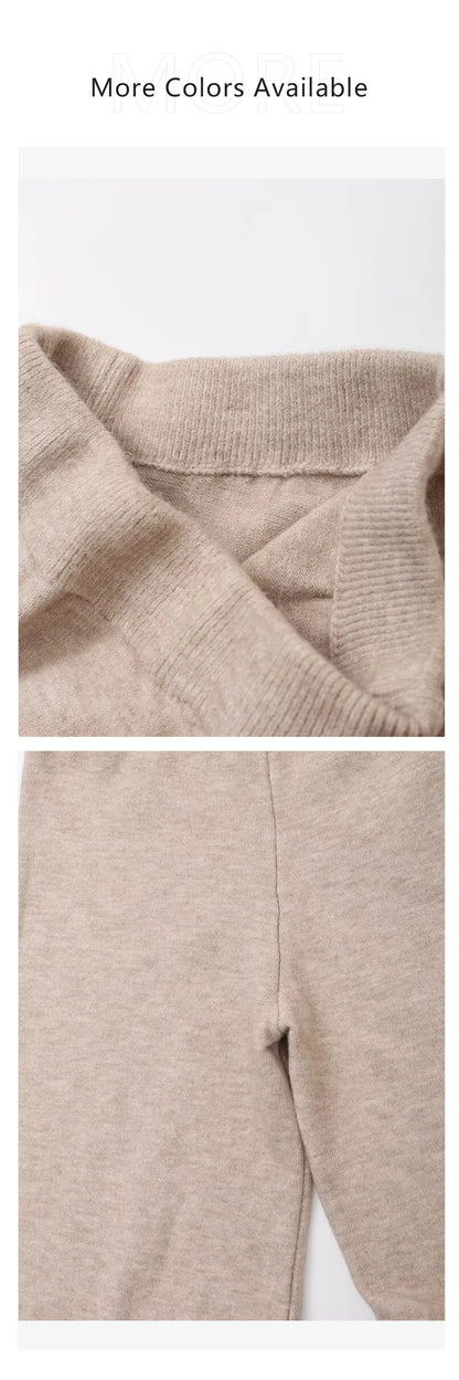 2024 autumn new women's clothing style fashionable European and American style knitted lace up cardigan top and pants set.