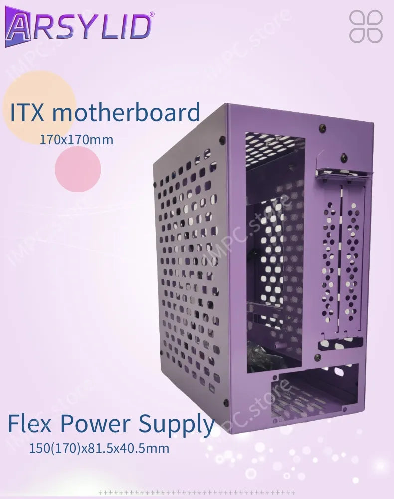 ARSYLID K49 ITX A4 Computer Case 4.9L 185mm Graphics Card Flex PSU 50mm Radiator Mini PC Chassis.