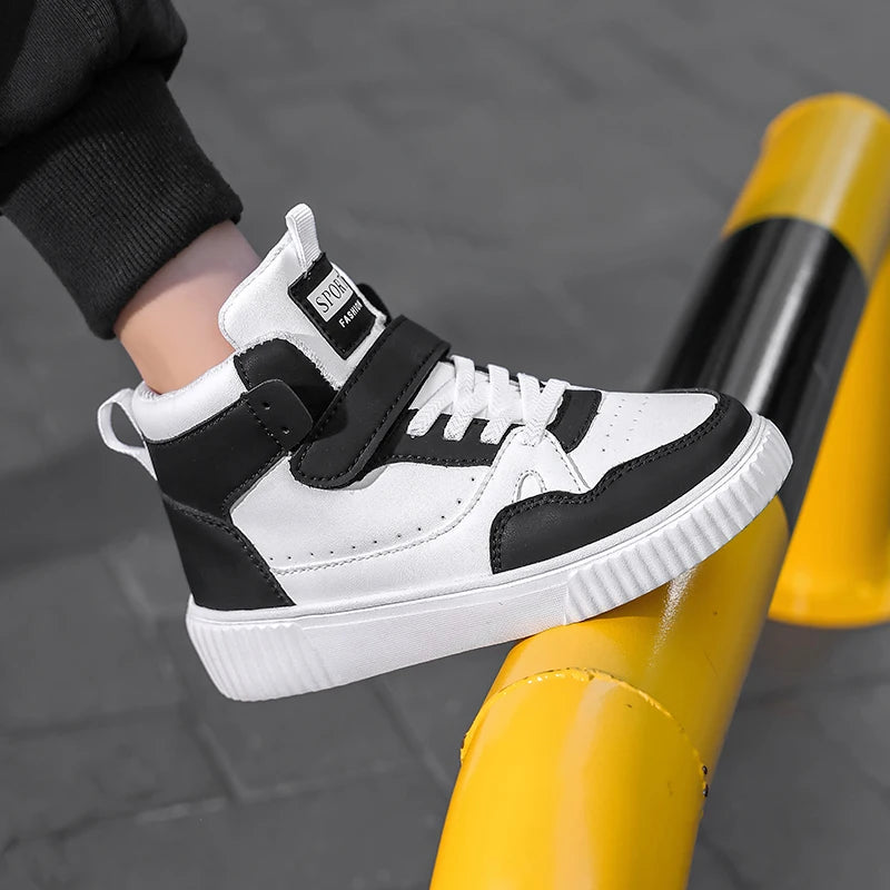 autumn boys sneaker high top children shoes luxury leather basketball shoes kids PU tennis sports shoes for boy size 28-39.