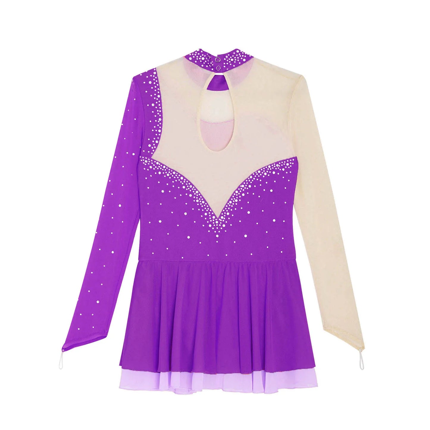 Kinder Mädchen Eiskunstlauf Kleid Lyrical Ballett Tanz Rhythmische Gymnastik Leistung Kostüm Langarm Strass Trikot