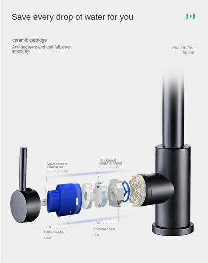 304 stainless steel Kitchen Faucet Single Hole Pull Out Spout Kitchen Sink Mixer Tap Stream Sprayer Head 360 Rotation Fauce