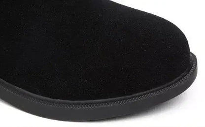 2025 New Women Warm Snow Plush Boots Snow Casual Flat All-match Cotton Fashion Side Zipper Winter Shoes Thigh High Boot Black.