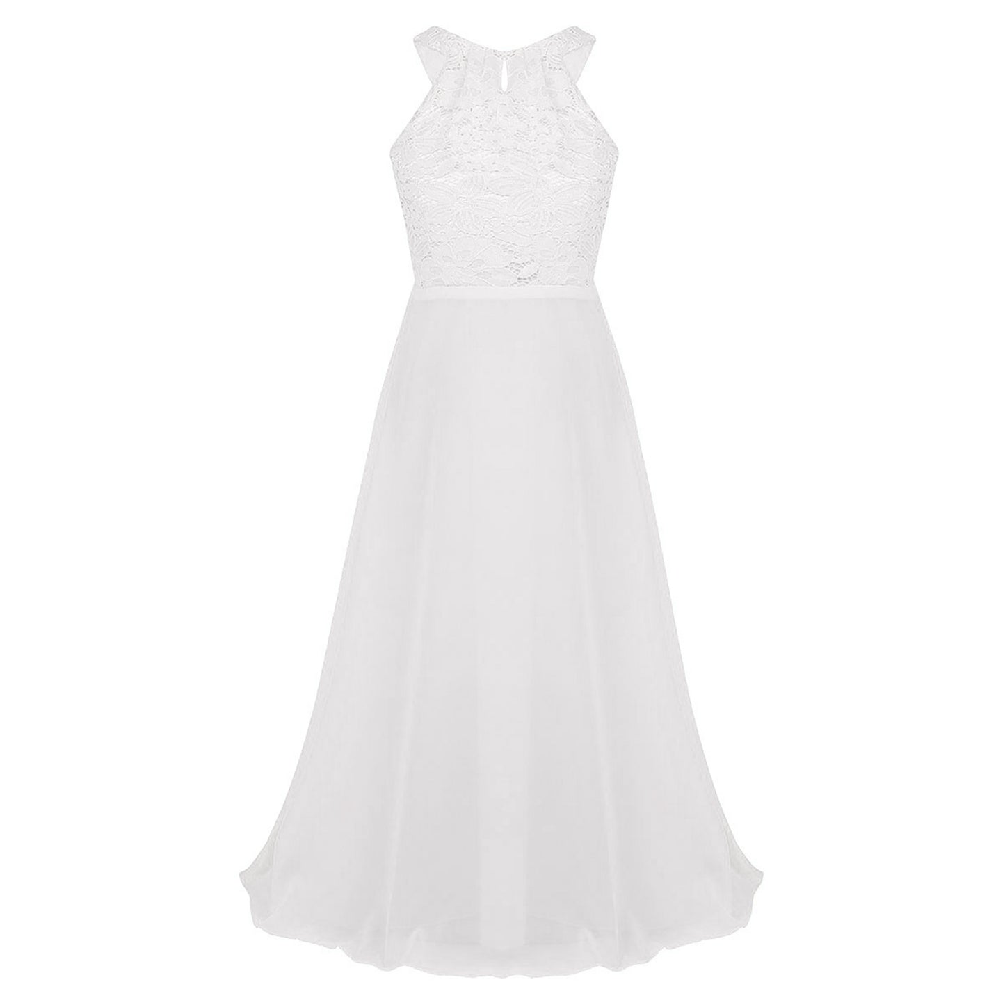 Sommer Mode Blume Mädchen Kleid Hochzeit Geburtstag Party Kinder Lange Kleid Vestido Elegante Halter Neck Floral Spitze Prinzessin Kleid