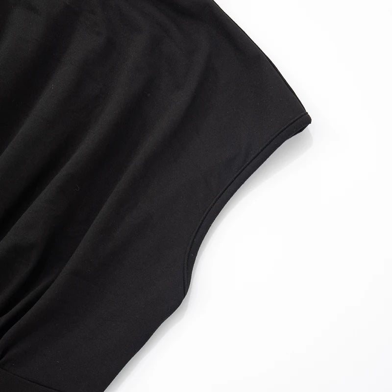 CUTENOVA Solid Color One Shoulder Slant Neck Waist Shrinking Pleated Tank Top Women'S Summer New Casual Simple Fashion Tank Top.