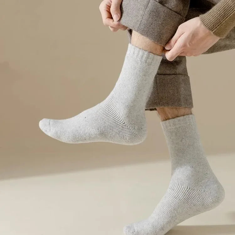 2Pairs/Men's Socks Super Thick Wool High Quality Merino Wool Socks Business Fall Winter Comfortable Mid-leg Socks Large Size Men.