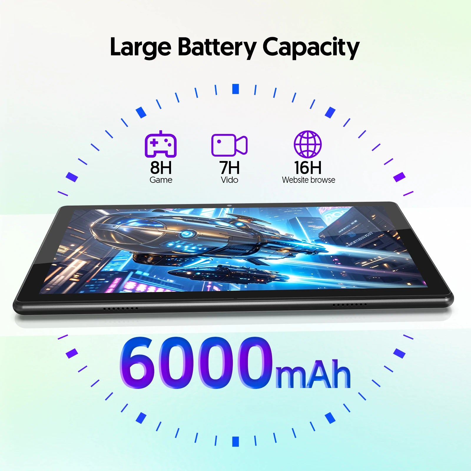 New Android 10.1-inch tablet, supports Google Play, quad-core processor, 12GB (3+9) RAM, 64GB ROM, Bluetooth, 6000mAh battery.