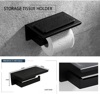 Schwarz Bad zubehör Edelstahl Set Wandre gal Handtuch halter Handtuch halter Taschentuch halter Kleider haken Toiletten bürste Anhänger