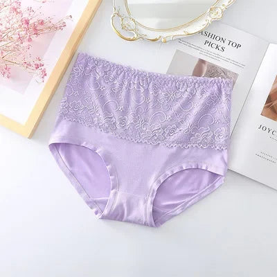 3pcs Women's Panties High Waist Underwear Large Size Fashion Girls Briefs Cow Milk Silk Breathable Lace Panty Female Lingerie.
