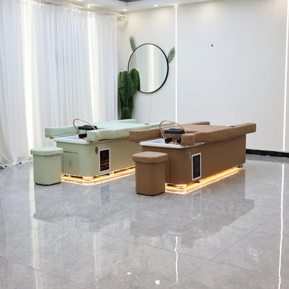 XinSheng 2025 Elektrischer Lift-Shampoo-Bett-Massagetisch – All-in-One-Salonstation mit Begasung, Fußbad und Haarwaschbecken
