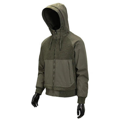 Outdoor Hiking Jacket Winter Fleece Windproof Camping Fishing Hooded Jacket Male Thick Warm Trekking Climbing Skiing Casual Coat.
