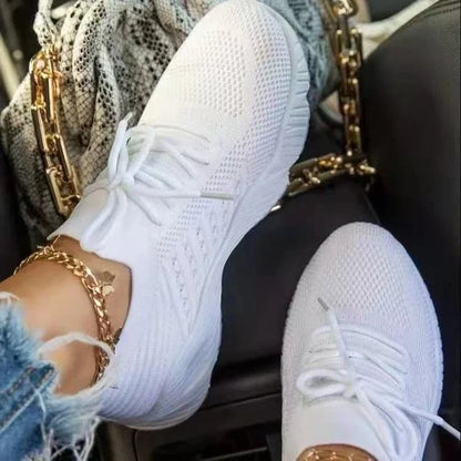 Women Mesh Breathable Casual Sneakers Lace-up Vulcanized Shoes Ladies Platform Sneakers Female Shoes Plus Size Zapatos De Mujer.