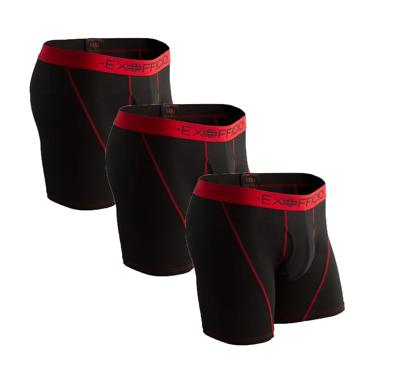 3er-Pack Exofficio Herren-Unterwäsche-Boxershorts mit Fliegen, Herren-Mesh, 15,2 cm, Boxershorts, Unterwäsche, Sport-Boxershorts, leicht, bequem