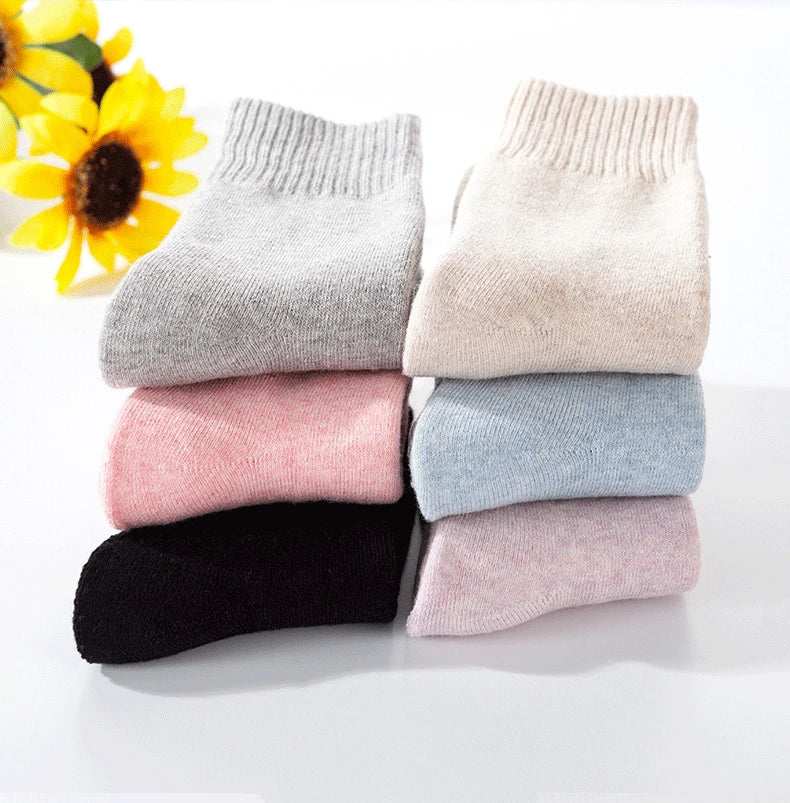 1 Pairs Winter Warm Wool Women Socks  Thicken Plush Solid Color Christmas Against Cold Snow Soft Therma Sleep Sock.