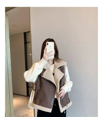 Ärmellose Jacke weibliche Pu Leder Weste Mantel Frauen 2024 Herbst Winter neue Motorrad Weste lose Oberbekleidung Roman beliebte Top.