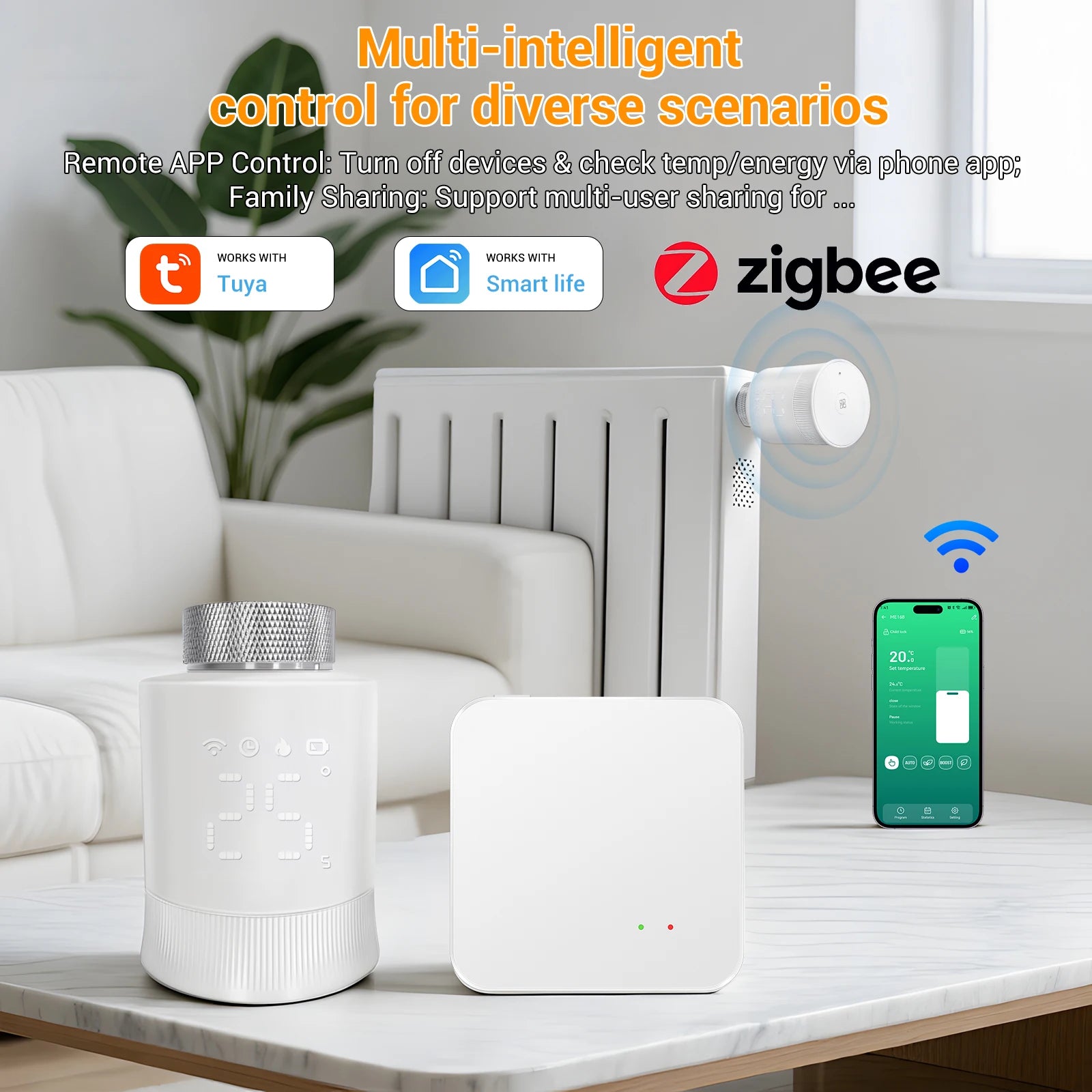Tuya Zigbee Smart Thermostatic Valve Radiator Actuator Valve Wireless Temperature Controller Energy-Saving for Home Heating Alex.