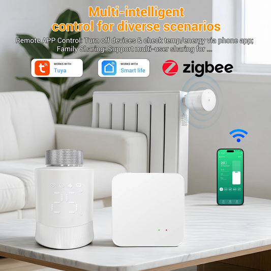 Tuya Zigbee Smart Thermostatic Valve Radiator Actuator Valve Wireless Temperature Controller Energy-Saving for Home Heating Alex.