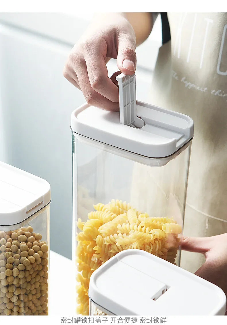 Clear Food Grade Plastic Storage Jar Airtight Seal for Kitchen Snacks Cereals Beans Kitchen Storage Organizer Kitchen Storage.