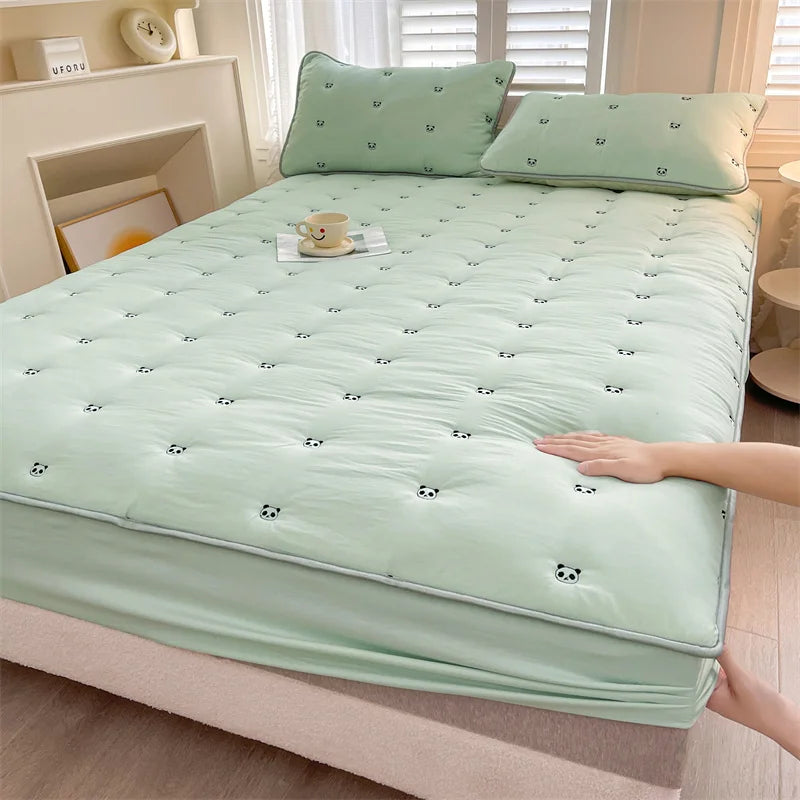 Thicken Mattress Cover 90x200 Fitted Sheets Queen Size Elastic Bedsheet Embroidered Bed Covers 매트리스커버 (Pillowcase need order).