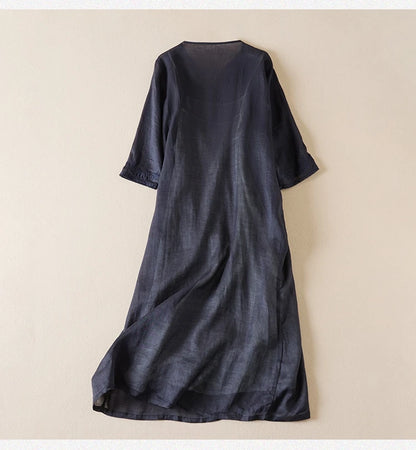 Vintage bedruckte Frauen kleider neue französische lose V-Ausschnitt Kleidung Kurzarm Sommer A-Linie Stickerei Empire Kleid