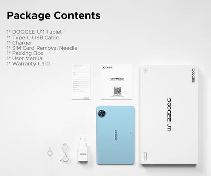 DOOGEE U11 Android 15 Tablet 11 Ultra-clear 90Hz Display 4GB RAM 128GB ROM 8580mAh Battery Dual Speaker Supports Widevine L1