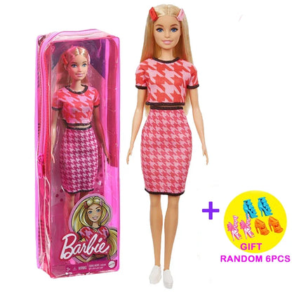 Original Mattel Barbie Fashionistas Doll Music Star Blonde Hair Bjd with Accessories Toys for Girls Collection Educational Props