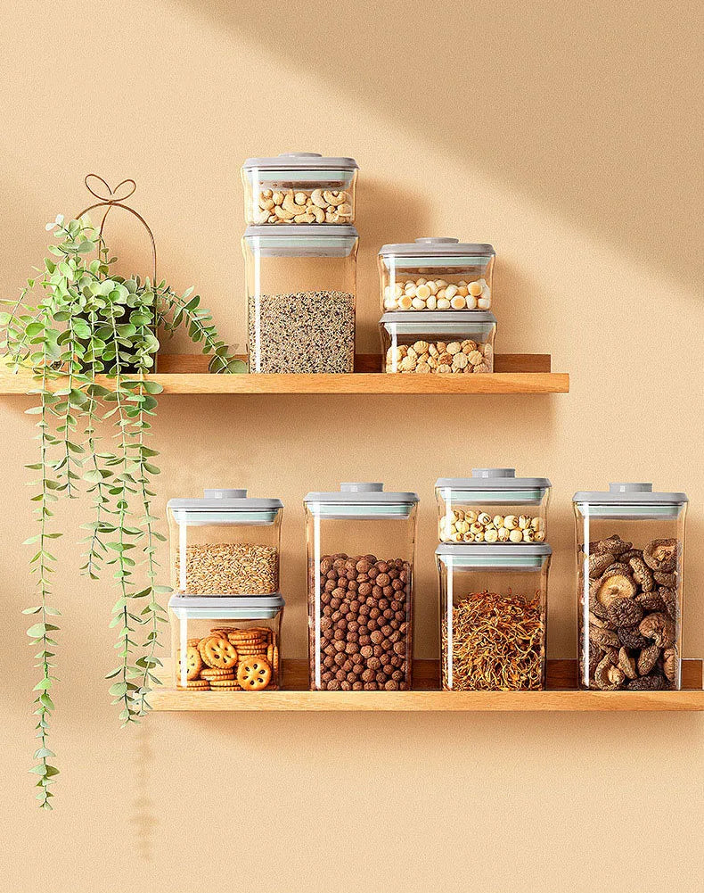 Airtight Food Storage Containers with Lids,Top Pop One Button Control,Air Tight Stackable Dry Cereal Container Set for Pantry.