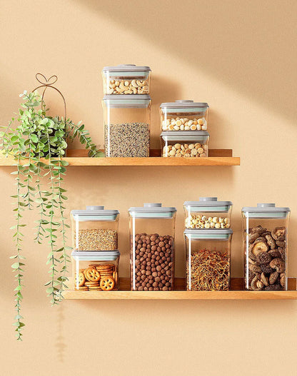 Airtight Food Storage Containers with Lids,Top Pop One Button Control,Air Tight Stackable Dry Cereal Container Set for Pantry.
