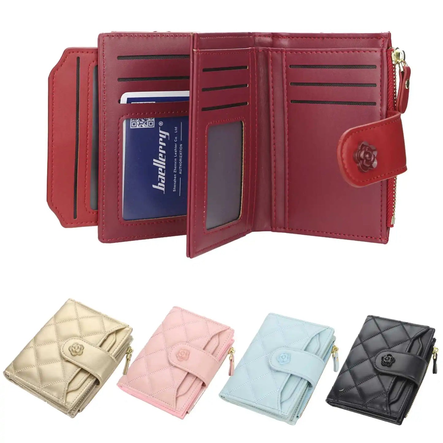 Argyle Multi-Card Trifold Zipper Coin Purse New Fashion Casual Women's Short Wallet Vertical Driver's License Buckle Card Holder.