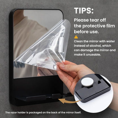 TAILI Shower Mirror Fogless for Shaving with Razor Holder, Fog Free Mirror Shower Suction Rust-Proof Removable Bathroom Mirror