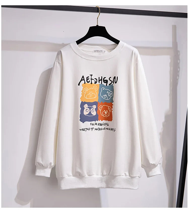 175Kg Plus Größe frauen Fehlschlag 170 Frühling Herbst Neue Lose Rundhals Cartoon Sweatshirt 6XL 7XL 8XL 9XL 10XL 11XL 6 Farben