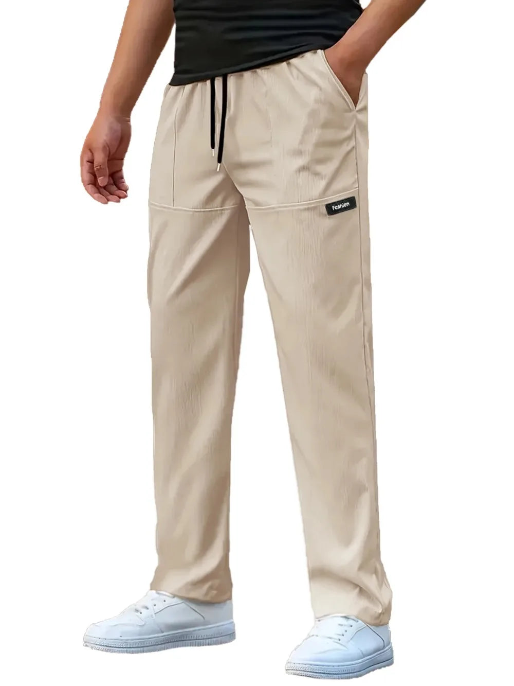 Men's Casual Pants Breathable Loose Sports Sweatpants Solid Color Running Straight Long Pants Outdoor Workout Joggers Streetwear.