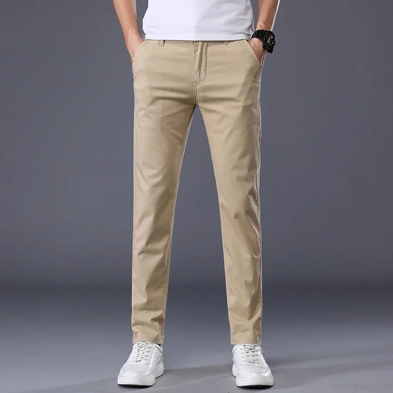 Thin Men's Pants Classic 7 Colors Summer New Casual Pant Business Fashion Stretch Cotton Slim Brand Male Trousers