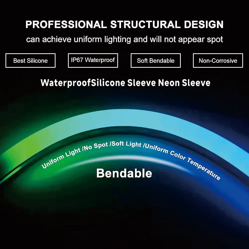 IP67 Waterproof Flexible LED Neon Silicone Light Tube for WS2812B WS2811 5050 RGB 5mm 8mm 10mm 12mm PCB Light Strip.