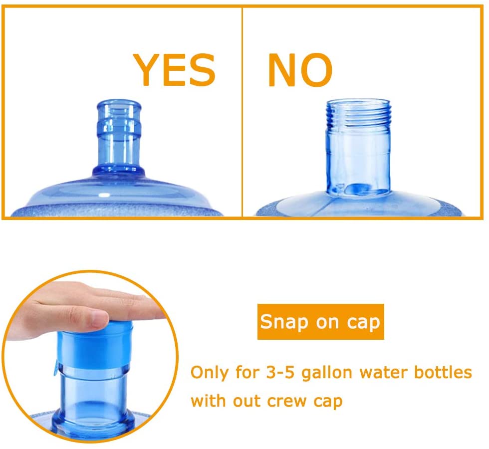 5pcs 55mm Water Bottle Snap On Cap Replacement 3 and 5 Gallon Non-Spill Water Jug Caps Reusable Non Spill Caps Anti Splash Peel.