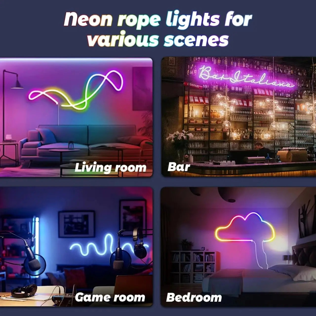 Neon Rope Lights,Flexible Led Rope Lights Control with App/Remote,Multiple Modes Rope Lights,IP65 Outdoor RGB Led Neon Lights Wa.