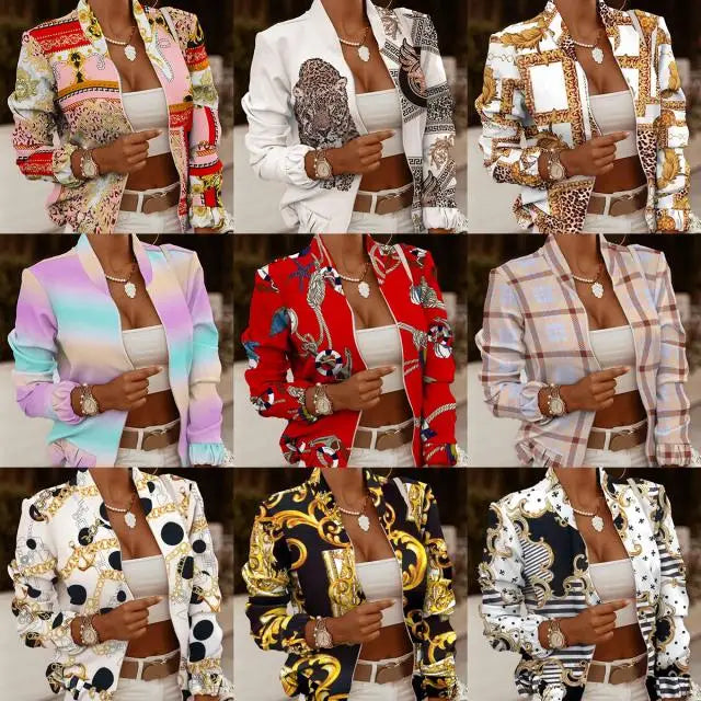 Mode Frauen Jacken Dünne Kurze Mäntel Herbst Vintage Print Lange Sleeve Zipper Dünne Jacke 2024 Casual Oberbekleidung Weibliche Jacke.