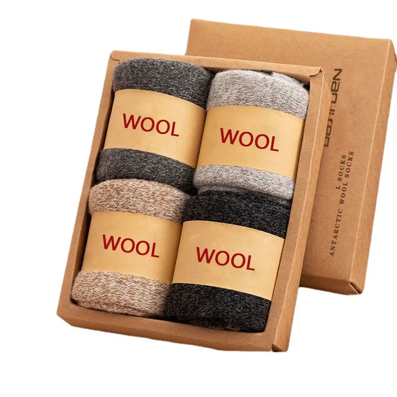 2Pairs/Men's Socks Super Thick Wool High Quality Merino Wool Socks Business Fall Winter Comfortable Mid-leg Socks Large Size Men.