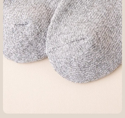 5 pairs of men's mid-calf thick winter fleece-lined thermal terry socks, blended cashmere solid color towel socks