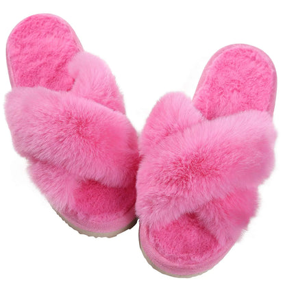 Litfun Fashion Fur Slippers For Women Winter Soft Bottom Cozy Fur Flip Flops Female Indoor Home Fluffy Short Plush Fuzzy Slides.