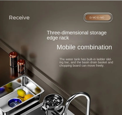 304 Stainless Steel Sink Waterfall Large Single Slot Kitchen Sink Vegetable Sink Stainless Steel Sink Household Sink