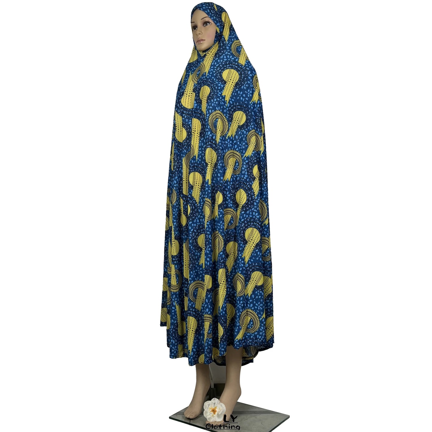 New Dubai Islamic Robe Ramadan Womens Hooded Abaya African Sleeveless Loose Soft Prayer Garment Muslim Floral Dress With Hijab.